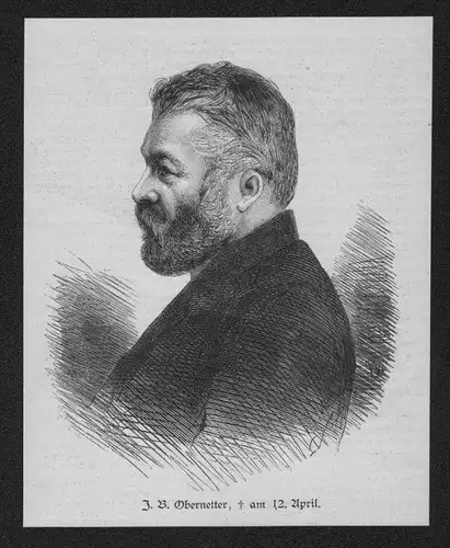 Johann B. Obernetter Chemiker Erfinder Portrait Holzstich wood engraving