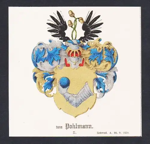 . von Pohlmann Wappen Heraldik coat of arms heraldry Chromo Lithographie