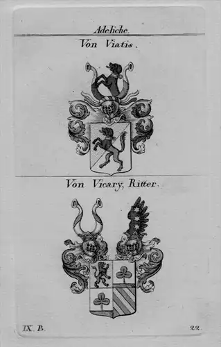 Viatis Vicary Wappen coat of arms heraldry Heraldik crest Kupferstich