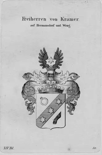 Kramer Hermansdorf Weng Wappen Adel coat of arms heraldry Kupferstich
