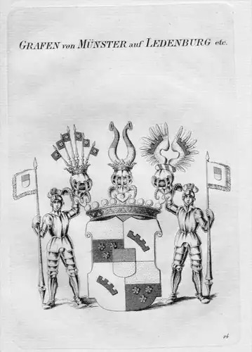 Münster Ledenburg Wappen Adel coat of arms heraldry Heraldik Kupferstich