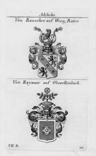 Rauscher Raymair Wappen Adel coat of arms heraldry Heraldik Kupferstich