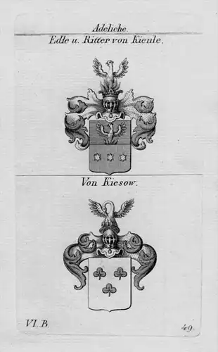 Kienle Kiesow Wappen Adel coat of arms heraldry Heraldik Kupferstich