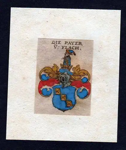 h. Payer von Flach Wappen Adel coat of arms heraldry Heraldik Kupferstich