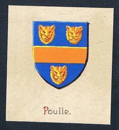 19. / 20. Jh. - Poulle Blason Aquarelle Wappen Heraldik coat of arms