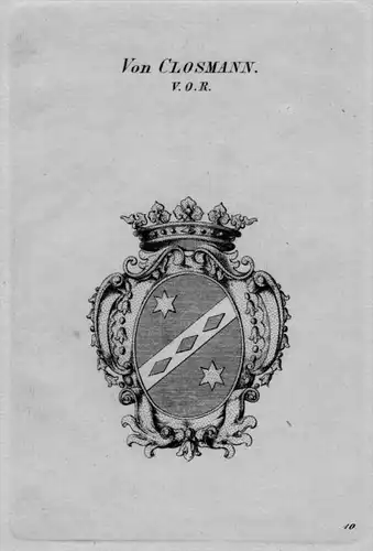 Von Closmann Wappen Adel coat of arms heraldry Heraldik crest Kupferstich