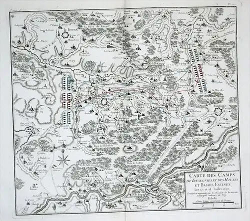 Binche Fontaine-L'Eveque Thuin La Louviere map gravure carte Karte