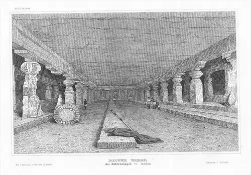 Detter Warra Höhlentempel Indien India engraving Original