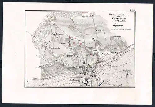 Montereau-Fault-Yonne France Schlacht battle Karte map gravure