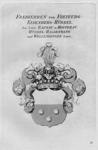 Freiberg Eisenberg Hürbel Wappen Adel coat of arms heraldry Kupferstich