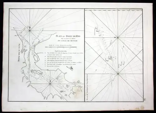 Plan du Port de Rio .. en l'Isle de Bintam - Bintan Island Batam Malaysia Rio sea map Karte Mannevillette Nept