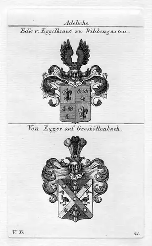Eggelkraut / Egger - Wappen Adel coat of arms heraldry Heraldik Kupferstich