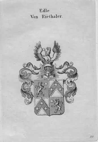 Riethaler Wappen Adel coat of arms heraldry Heraldik crest Kupferstich