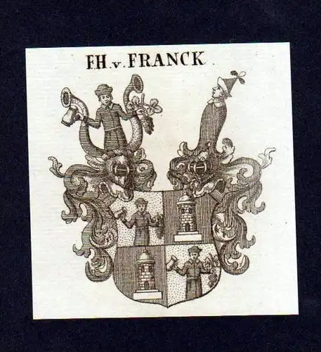 Freiherren von Franck Kupferstich Wappen coat of arms Heraldik