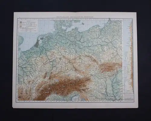 Deutschland Germany Pysikalische Übersicht Karte card Lithographie