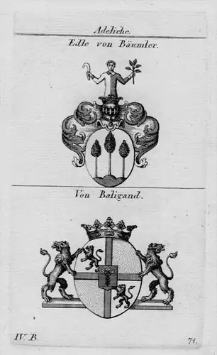 Bäumler Baligand Wappen Adel coat of arms heraldry Heraldik Kupferstich