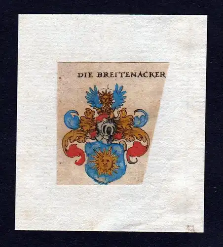 17. Jh Breitenacker Wappen coat of arms heraldry Heraldik Kupferstich