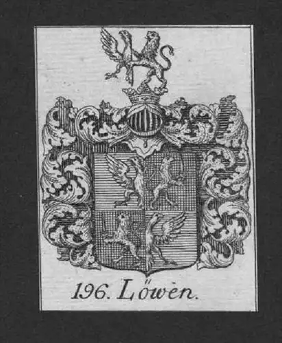 Löwen Wappen vapen coat of arms Genealogie Heraldik Kupferstich