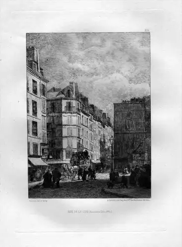Rue de la Cite - Lyon eau forte gravure etching Radierung