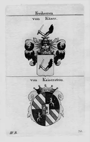 Käser Kaiserstein Wappen Adel coat of arms heraldry Heraldik  Kupferstich