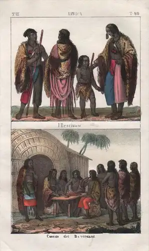 - Botswana Africa Negro people costume Lithograph natives