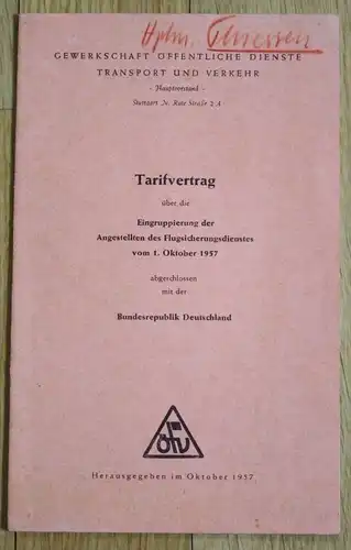 - Tarifvertrag Eingruppierung der Angestellten des Flugsicherungsdienstes