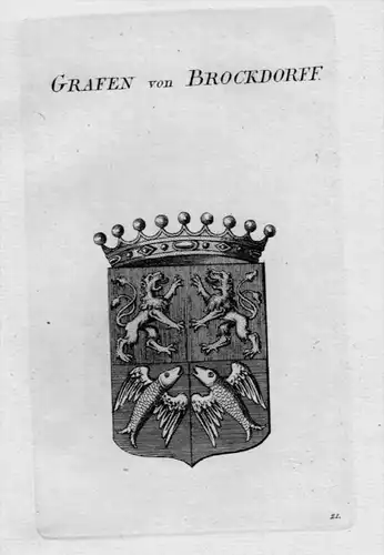 Brockdorff Wappen Adel coat of arms heraldry Heraldik crest Kupferstich