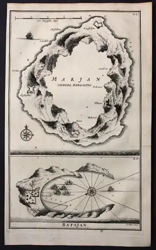 Maluku islands Moluccas Bacan Makian Tafasoho Indonesia map Valentijn