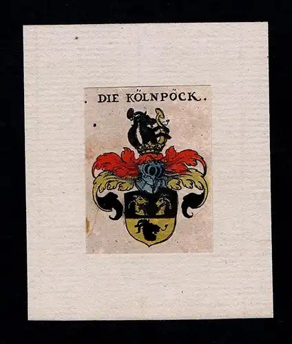 . - von Kölnpöck Wappen Adel coat of arms heraldry Heraldik Kupferstich