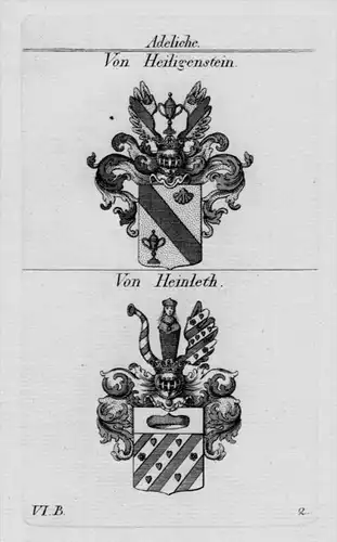 Heiligenstein Heinleth Wappen coat of arms Heraldik crest Kupferstich