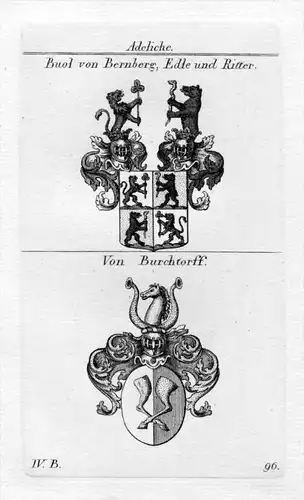 Buol Burchtorff - Wappen Adel coat of arms heraldry Heraldik Kupferstich