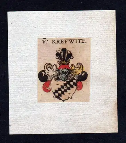 . von Krefwitz Meißen Wappen coat of arms heraldry Heraldik Kupferstich