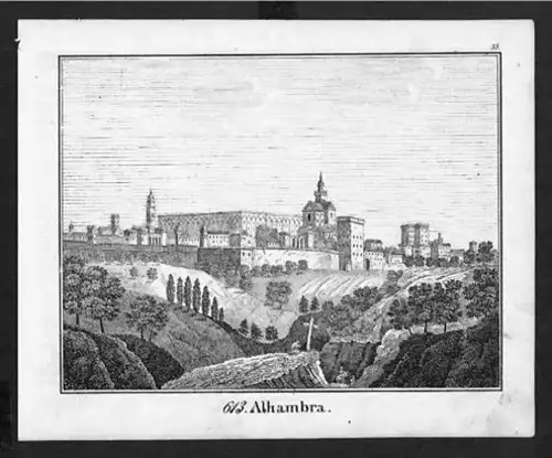 Alhambra Granada Lithographie Espana