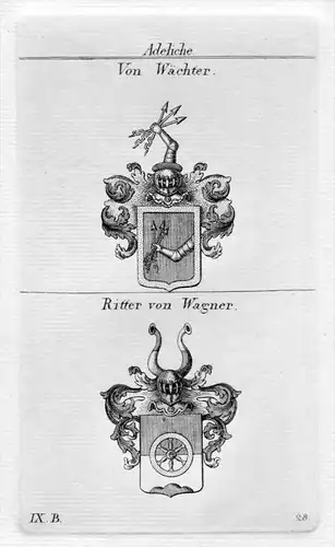 Wächter Wagner - Wappen Adel coat of arms heraldry Heraldik Kupferstich