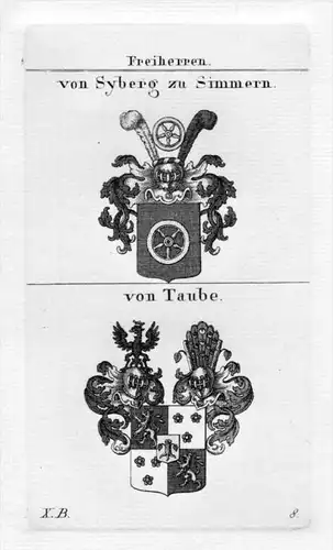 Syberg Simmern Taube Wappen Adel coat of arms heraldry Heraldik Kupferstich