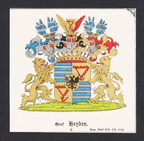 . von Henden Wappen Heraldik coat of arms heraldry Litho