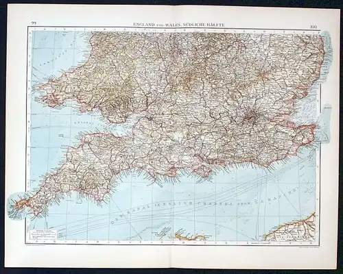 England Great Britain Wales Süden south Karte carte map Lithographie