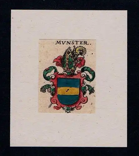 . Münster Munster Wappen coat of arms heraldry Heraldik Kupferstich