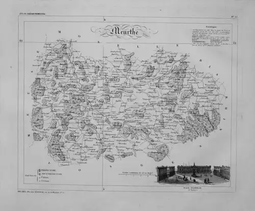 Departement Meurthe carte gravure Kupferstich Karte map France Frankreich