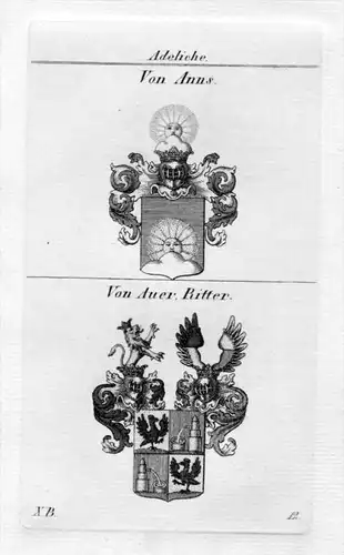 von Anns Auer Wappen Adel coat of arms heraldry Heraldik Kupferstich