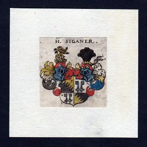 17. Jh von Singer Wappen Adel coat of arms heraldry Heraldik Kupferstich