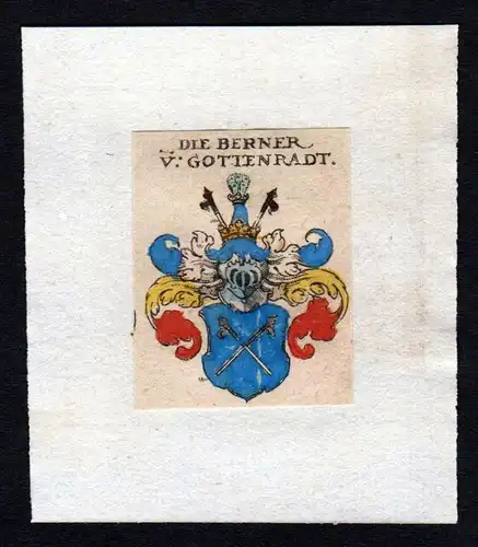17. Jh Berner von Gottenradt Wappen coat of arms heraldry Heraldik Kupferstich