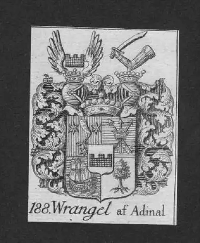 Wrangel af Adinal Wappen vapen coat of arms Genealogie Heraldik Kupferstich