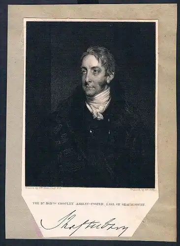 Portrait ca. 1830 Cropley Ashley-Cooper Earl of Shaftesbury  engraving