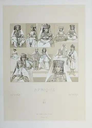 Nomaden Sahara Tracht costumes Africa Afrika Lithographie lithograph