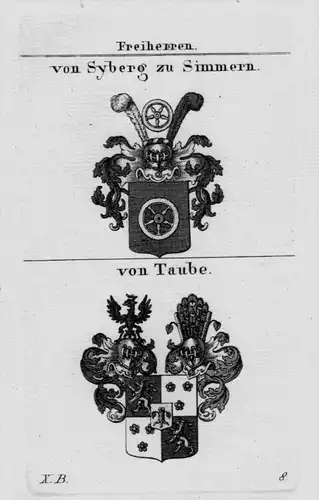 Syberg Taube Wappen Adel coat of arms heraldry Heraldik crest Kupferstich