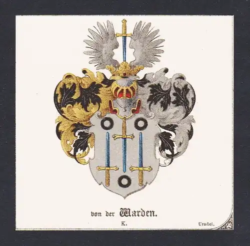 . von Warden Wappen Heraldik coat of arms heraldry Litho