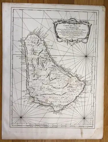 Barbados  island Lesser Antilles Caribbean Bellin nautical sea chart map