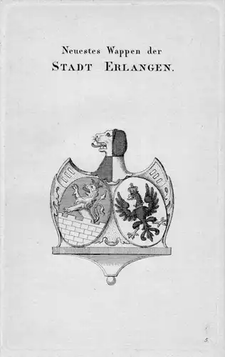 Stadt Erlangen Wappen Adel coat of arms heraldry Heraldik Kupferstich
