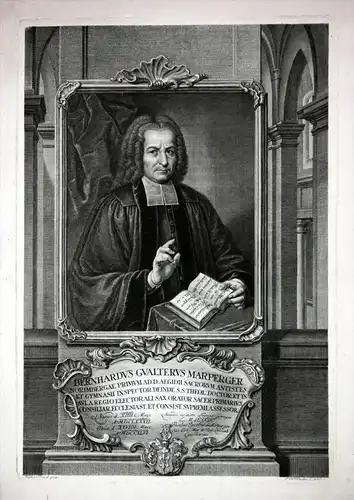 Bernhardus Gualterus Marperger - Bernhard Walther Marperger Theologe Kupferstich Portrait engraving